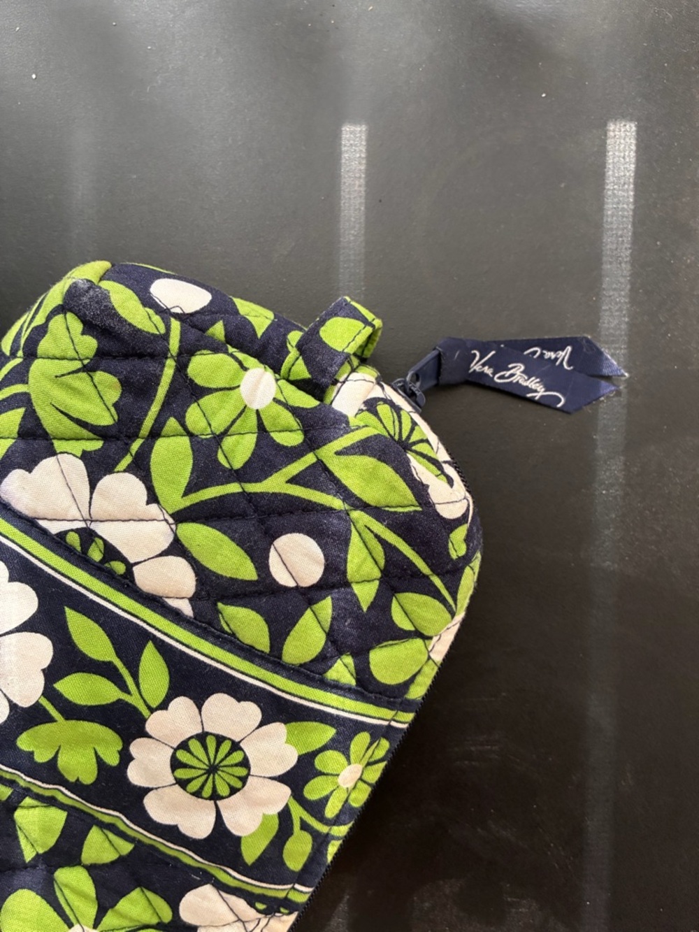 Vera Bradley Navy, Green & White Quilted Floral Cosmetic Pouch - Picture 2 of 3